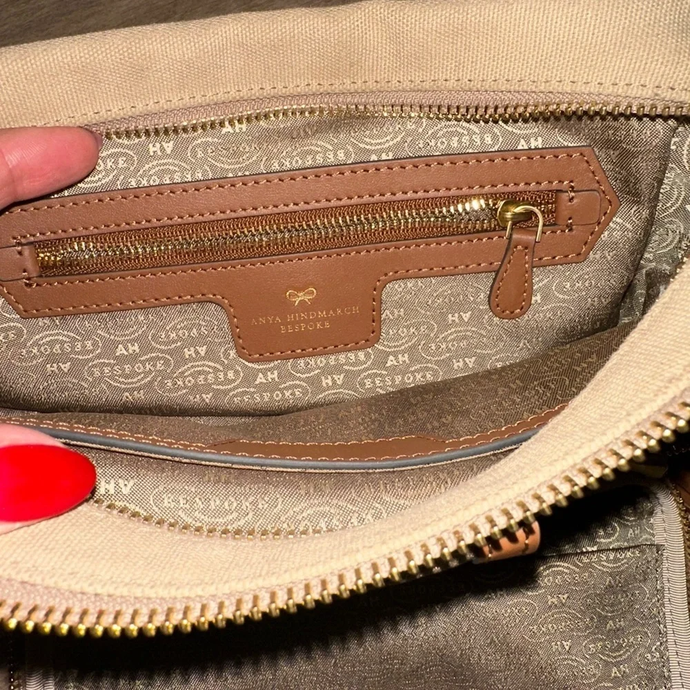 Anya Hindmarch Bespoke Walton Canvas in Natural/Tan Wash Bag